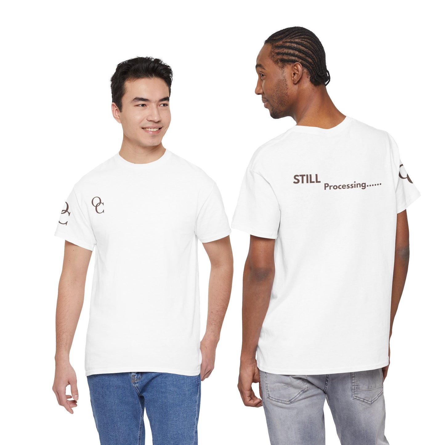 Still Processing… T-Shirt – White & Chocolate Brown Edition