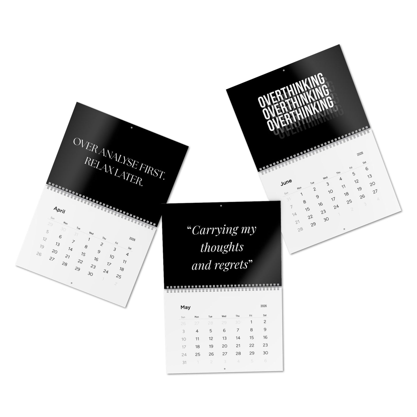 The Overthinker Co 2026 Wall Calendar – Minimalist Mental Chaos Edition | Overthinking & Anxiety Aesthetic Calendar