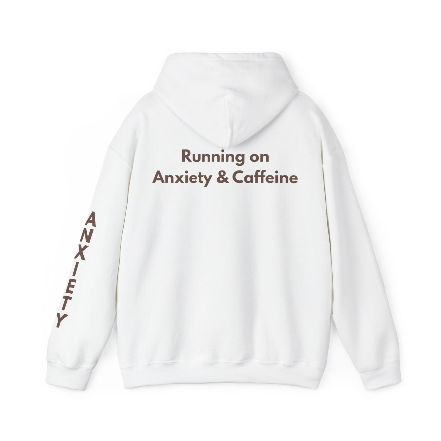 Running on Anxiety & Caffeine Hoodie - White and Chocolate brown Edition