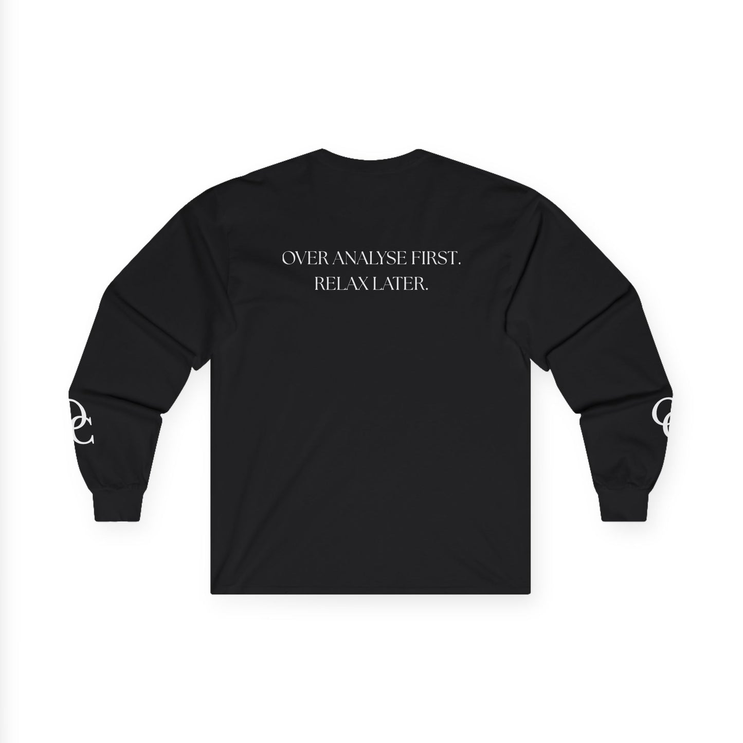 The Professional Thinker Long Sleeve Tee – Minimalist Overthinking Street wear | “Over analyse First… Relax Later” Graphic Shirt