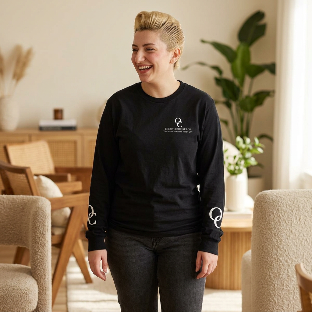 Mentally Somewhere Else Today Long Sleeve T-Shirt – Minimalist Overthinking & Anxiety Street wear | The Overthinker Co