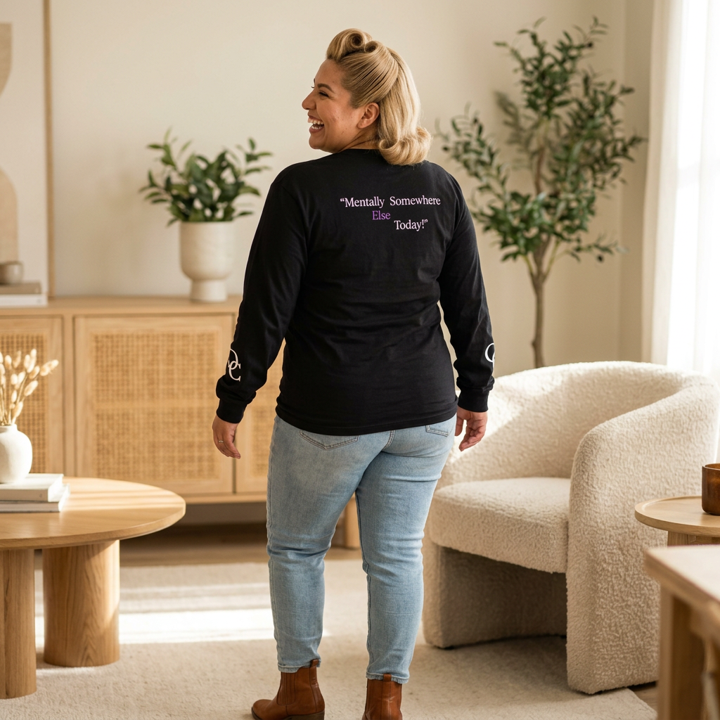 Mentally Somewhere Else Today Long Sleeve T-Shirt – Minimalist Overthinking & Anxiety Street wear | The Overthinker Co