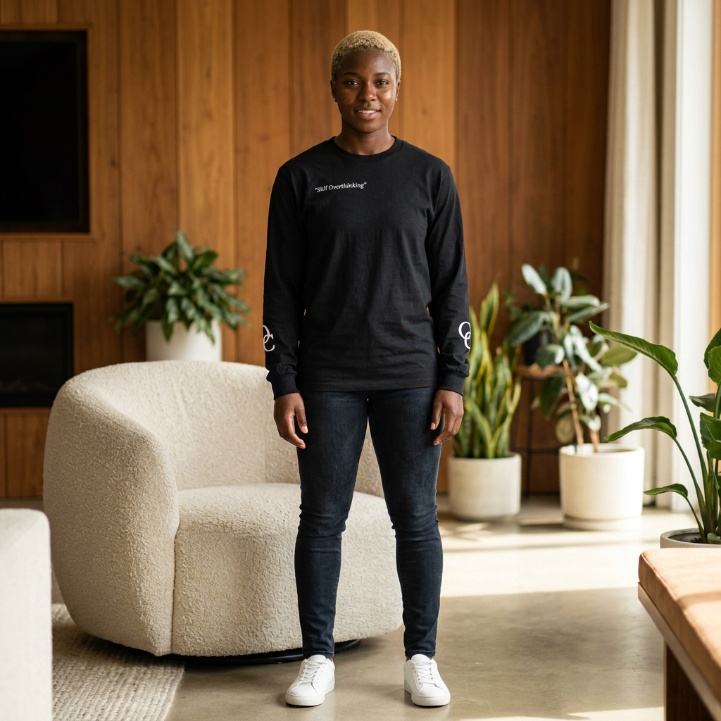 Still Overthinking Long Sleeve Tee – Minimalist Overthinking Streetwear | Layered Typography Graphic Shirt
