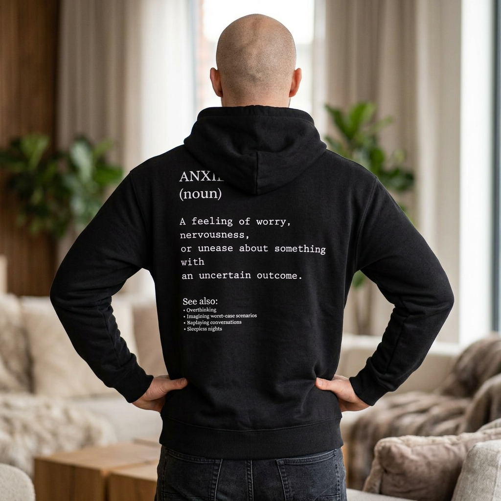 Anxiety Definition Hoodie – Minimalist Mental Health Streetwear | Overthinking & Anxiety Aesthetic Hoodie | The Overthinker Co