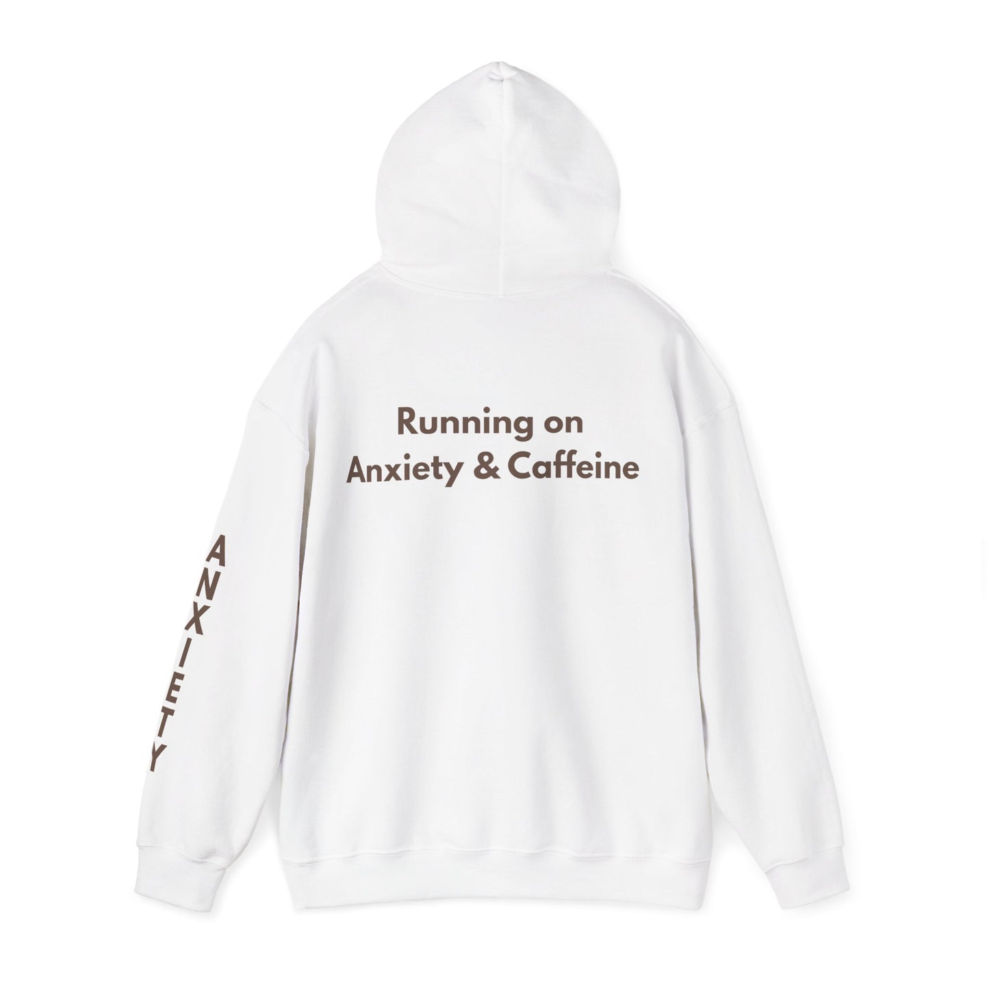 Running on Anxiety & Caffeine Hoodie - White and Chocolate brown Edition
