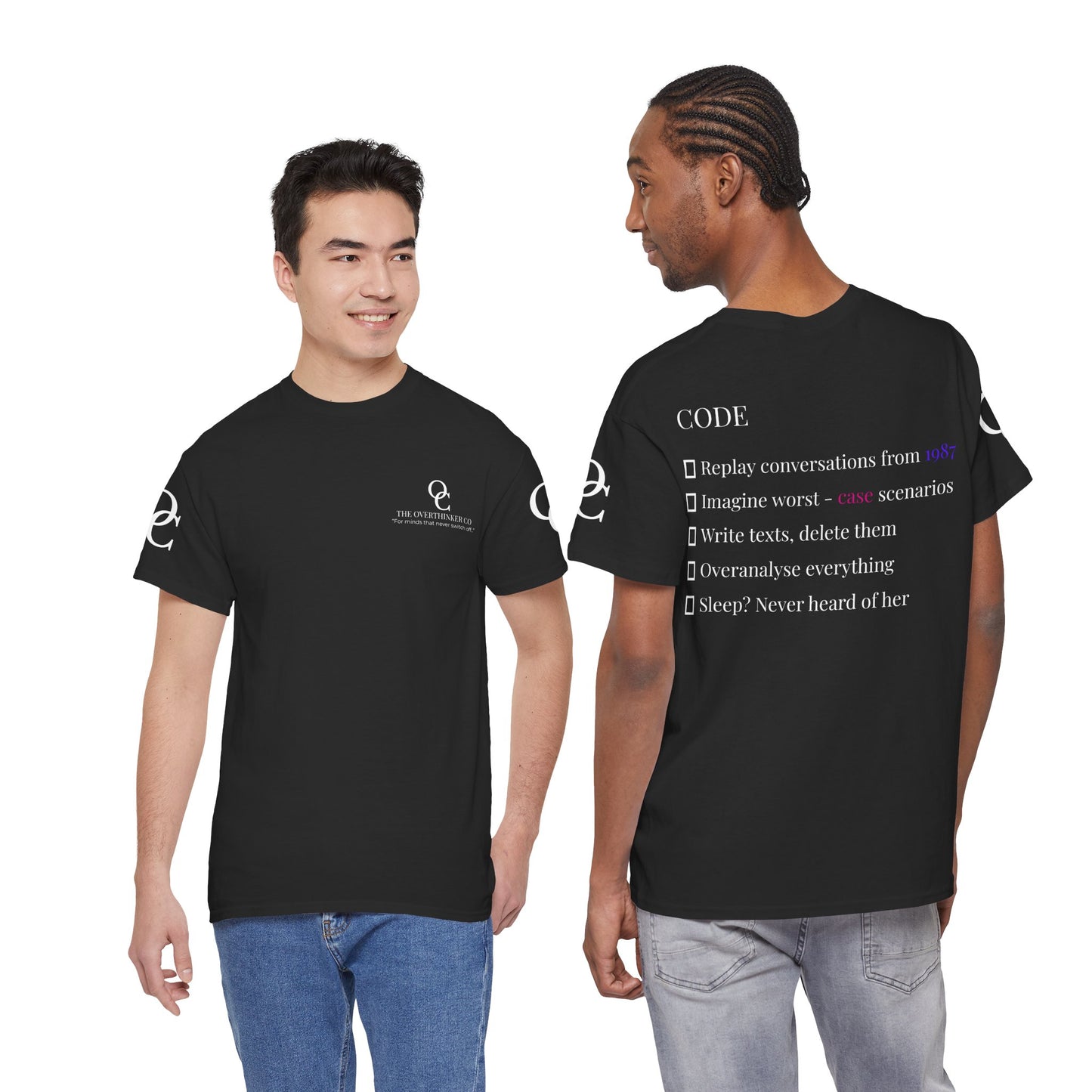 The Overthinker "CODE" Tee– Minimalist Anxiety Street wear