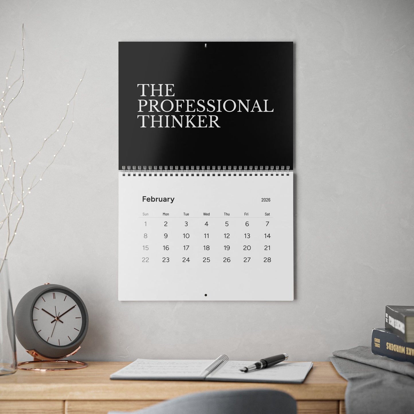 The Overthinker Co 2026 Wall Calendar – Minimalist Mental Chaos Edition | Overthinking & Anxiety Aesthetic Calendar