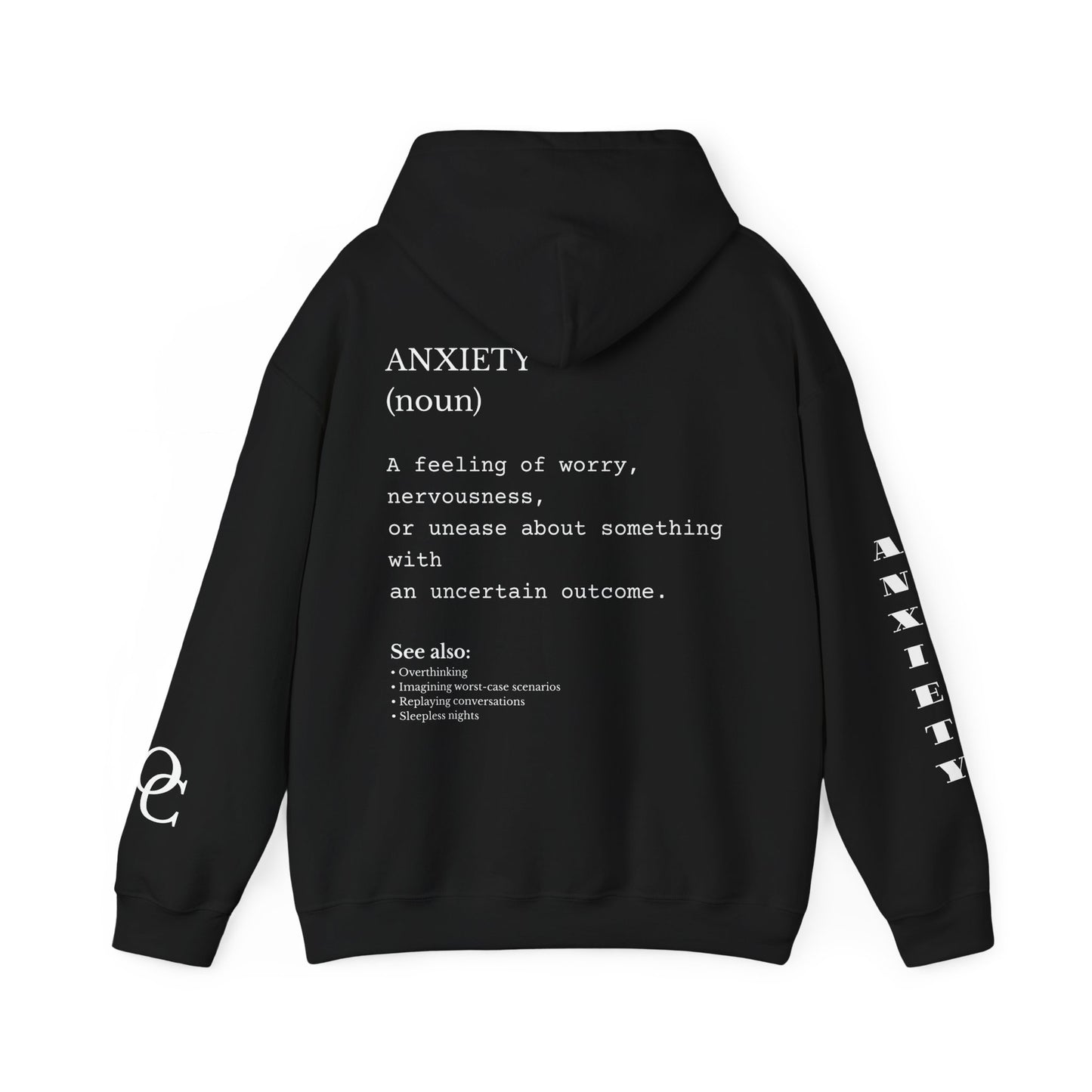 Anxiety Definition Hoodie – Minimalist Mental Health Streetwear | Overthinking & Anxiety Aesthetic Hoodie | The Overthinker Co